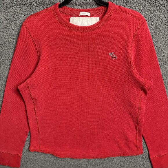 Vintage Abercrombie & Fitch Shirt Mens XL Red Muscle Fit Thermal Sweater Y2K - Picture 12 of 16